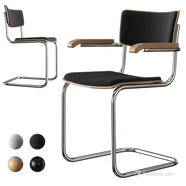 Modern Office Chair With Metal Frame Armrests And Multiple Color Options 3d model 