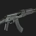 Two Military Assault Rifles Detailed View With Black Tactical Design And Magazine