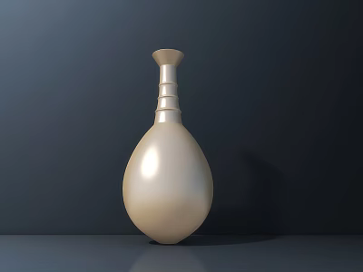 Light Colored Teardrop Vase With Fresh Flowers And Spiral Neck On Dark Surface 3d model