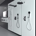 Modern Shower System With Handheld Sprayer Rainfall Head And Control Panel Design 3d model