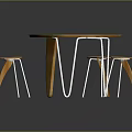 Modern Wooden Dining Chairs With Metal Legs Around Sleek Oval Wooden Table