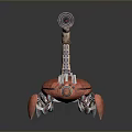 Mechanical Scorpion Creature With MTU Logo Red Orange Body And Curved Tail