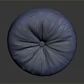 Blue Round Pleated Cushion With Center Button For Home Seating Decor 3d model