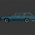Blue Vintage Station Wagon Car With Roof Rack And Black Wheels