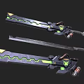 Futuristic Sci Fi Weapon With Black Green Design And Glowing Geometric Patterns