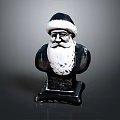 Game and Movie Character Santa Claus Bust Sculpture With White Beard Black Hat And Base