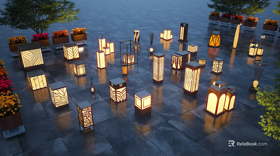 Various Stylish Outdoor Lights With Unique Designs For Garden And Patio Decor 3d model 