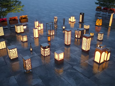 Various Stylish Outdoor Lights With Unique Designs For Garden And Patio Decor 3d model