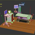 Advanced Medical Examination Table With Mobile Cart Digital Monitors And Equipment Stand