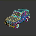 Blue TITAN Off Road Vehicle Model With Red Stripes And White Wheels