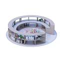 Round Bookcase Book Ornaments Carpet 3d model