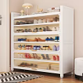 Stylish White Multi Layer Shoe Cabinet With Louver Doors For Large Capacity Home Shoe Storage