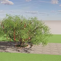 Tall Tree With Lush Green Leaves Red Ribbons Colorful Square Decorations And People Gathering Around