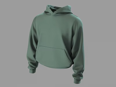 Green Oversized Casual Hoodie With Long Sleeves Front Pocket And Comfortable Design 3d model