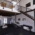 Modern Public Office Space With Wooden Desks White Chairs And Open Layout