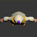 Cartoon Character In White Robe With Yellow Belt And Purple Cape Standing With Arms Outstretched