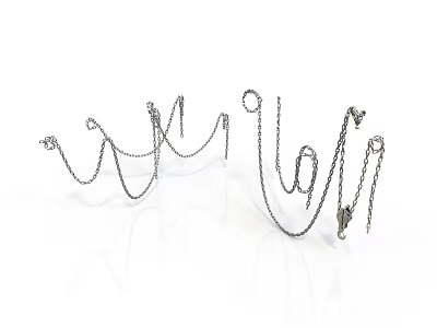 Modern Silver Metal Chain Decorative Ornaments With Curved Artistic Design 3d model