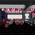 Luxury KTV Room Interior With Colorful Lighting LED Screen Sofa Seating And Balloon Decorations