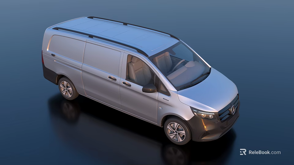 Silver Cargo Van Modern Design Exterior With Roof Rails Sleek Body And Commercial Features 3d model 