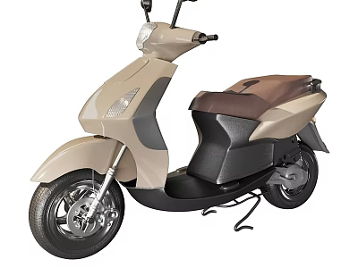 Modern Beige And Brown Scooter With Comfortable Seat And Stylish Body Design 3d model