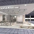 GUYS&SOUL Clothing Store Modern Storefront Design With White Orange Display Area And Glass Entrance