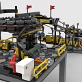 LEGO toy building blocks cableway cable car roller coaster playground scene 3d model