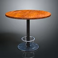 Circular Wooden Top Table With Metal Legs And Marble Base Design