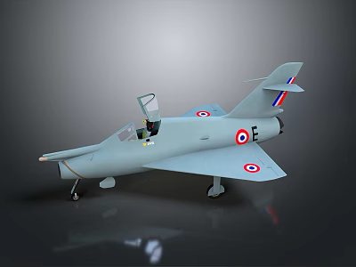 Light Blue Cosmic Model Aircraft With Open Canopy And Red White Blue Insignia 3d model