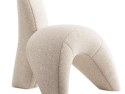 Modern Beige Accent Chair With Plush Fabric And Unique Curved Design 3d model