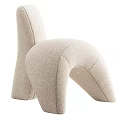 Modern Beige Accent Chair With Plush Fabric And Unique Curved Design