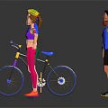 Colorful Multiple Cartoon Sport Characters Riding Bicycles And Standing In Sportswear