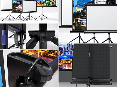 Projection Monitoring Equipment With Tripod Stand And High Definition Surveillance Display Screen 3d model