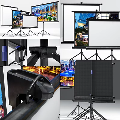 Projection Monitoring Equipment With Tripod Stand And High Definition Surveillance Display Screen 3d model