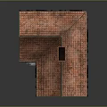 Traditional Brick House With Red Tiled Roof Chimney Wooden Door Windows And Stone Base