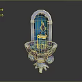Decorative Fountain Design With Arched Top Blue Interior Central Sculpture And Ornamental Base