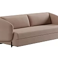 Beige Modern Multi Seater Sofa With Rounded Armrests And Comfortable Design 3d model