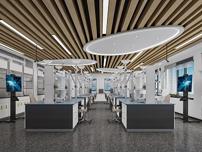 Modern Scientific Laboratory With Ergonomic Workstations Advanced Research Equipment And Bright Lighting 3d model