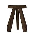 Wooden Side Table with Round Top and Three Sturdy Legs in Minimalist Design