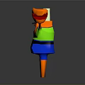 Cartoon Crab Character With Orange Claws Green Shirt And Blue Skirt In 3D Style