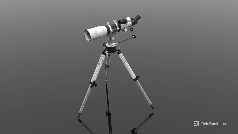 High Power Astronomical Telescope Mounted On Stable Adjustable Tripod Stand 3d model 