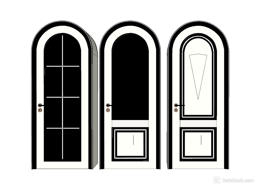 Different Design Swing Doors With Various Window Panels And Panel Styles 3d model