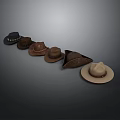 Various Styles Of Hats As Daily Living Products Arranged From Dark To Light Colors