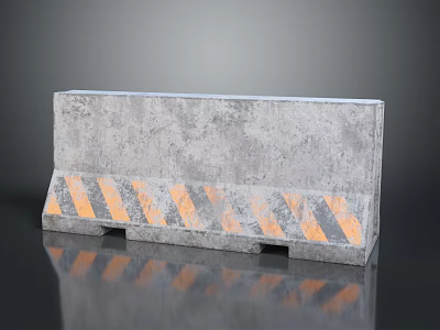 Concrete Barrier with Orange Black Reflective Stripes for Road Traffic Safety Isolation 3d model