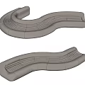 Modern Gray Curved Sofa With Stitched Design For Contemporary Living Room