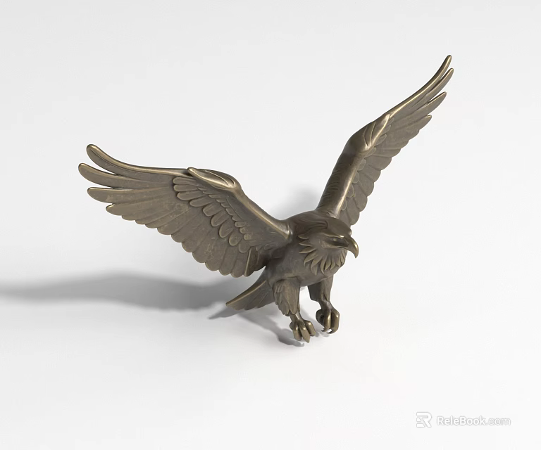Artistic Bronze Eagle Landscape Sculpture With Spread Wings And Detailed Feathers For Outdoor Decoration 3d model 