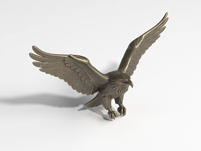 Artistic Bronze Eagle Landscape Sculpture With Spread Wings And Detailed Feathers For Outdoor Decoration 3d model