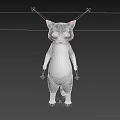 Cute Gray And White Standing Cartoon Cat With Big Eyes