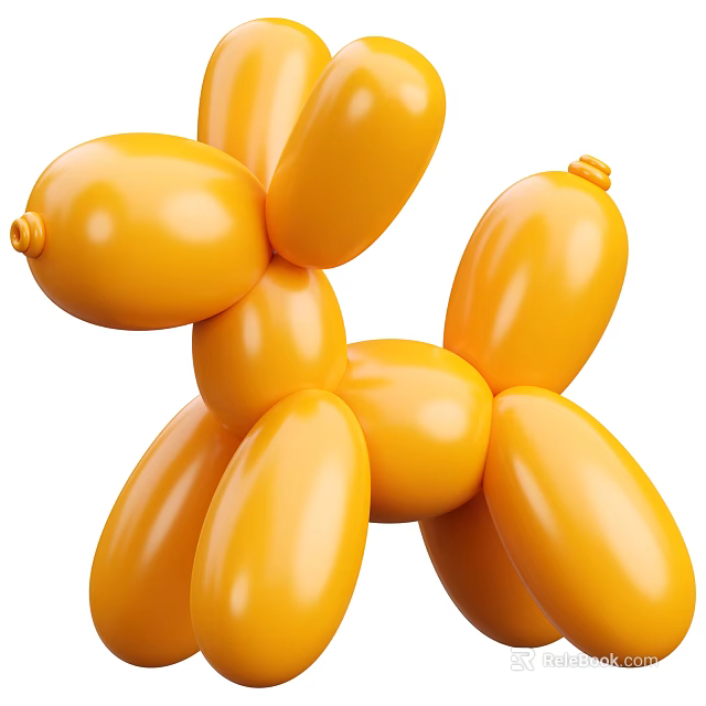 Yellow Balloon Dog Decorative Ornament Set For Home Shelf Decoration 3d model 