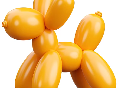 Yellow Balloon Dog Decorative Ornament Set For Home Shelf Decoration 3d model