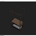 Dark Brown Wooden Storage Shelf with Simple Design Multi layer Mesh Flat Shelves 3d model